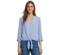 Klassische Bluse STREET ONE, Damen, Gr. 36, cashmere blau, Stoff, 70% Viskose, 30% Polyester, unifarben, klassisch normal, Rundhals, Bündchen, Blusen Bluse, mit 3/4 Ärmeln (79532323-36) cashmere blau