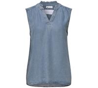 Street One - Bluse mit Rüschenkragen blau - Gr. - 40