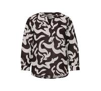 Street One Langarmbluse Rundhals, 60% Leinen/40% Baumwolle, gemustert, Damen Gr. 34, espresso braun