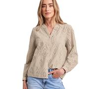 Street One Frauen Bluse mit Split Neck und Shiffley-Muster in Beige, Gr: 38