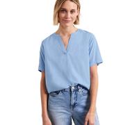 Kurzarmbluse STREET ONE, Damen, Gr. 44, original blau, Stoff, 100% Viskose, unifarben, normal normal, Rundhals, Bündchen, Blusen, aus softer Viskose (92276931-44) original blau