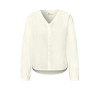 Langarmbluse STREET ONE, Damen, Gr. 42, sanftes weiß, Web, 100% Baumwolle, unifarben, normal normal, V-Ausschnitt, Bündchen, Blusen, aus reiner Baumwolle (75545328-42) sanftes weiß