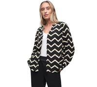 Langarmbluse STREET ONE, Damen, Gr. 46, schwarz, Stoff, 100% Viskose, gemustert, klassisch normal, Bündchen, Blusen, mit Zick Zack Muster (56767606-46) schwarz