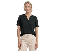 Kurzarmbluse STREET ONE, Damen, Gr. 36, deep bound grün, Web, Obermaterial: 100% Viskose, unifarben, hüftbedeckend, Rundhals, abgesteppte Kante, Blusen, Blusenshirt in Unifarbe mit Split Neck (6716925
