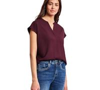 Kurzarmbluse STREET ONE, Damen, Gr. 34, truffle rot, Stoff, 100% Viskose, unifarben, normal normal, Rundhals, abgesteppt, Blusen, mit geschlitztem Rundhalsausschnitt (83371530-34) truffle rot