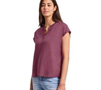 Kurzarmbluse STREET ONE, Damen, Gr. 42, schwarz clouded blush, Stoff, 100% Viskose, unifarben, normal normal, Rundhals, abgesteppt, Blusen, mit geschlitztem Rundhalsausschnitt (18003708-42) schwarz cl