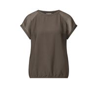 Blusentop STREET ONE, Damen, Gr. 36, nomad braun, Web, Obermaterial: 88% Viskose, 12% Polyamid, unifarben, casual, lässig geschnitten hüftbedeckend, Rundhals, Kurzarm, Blusen, mit Meshdetail (68774844