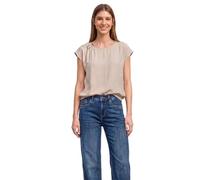 Shirtbluse STREET ONE, Damen, Gr. 36, clay sand, Stoff, 88% Viskose, 12% Polyamid, unifarben, normal normal, Rundhals, abgesteppt, Blusen, in Blusen-Optik (55515553-36) clay sand