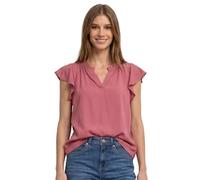 Kurzarmbluse STREET ONE, Damen, Gr. 36, blush berry, Web, Obermaterial: 100% Viskose, unifarben, normal hüftbedeckend, V-Ausschnitt, Volant, Blusen, Sommerbluse mit Volant-Ärmeln (27296260-36) blush b