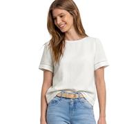 Shirtbluse STREET ONE, Damen, Gr. 40, sanftes weiß, Web, 100% Baumwolle, unifarben, klassisch normal, Rundhals, Bündchen, Blusen, mit Rundhalsausschnitt (81170259-40) sanftes weiß