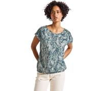 Blusentop STREET ONE, Damen, Gr. 38, blau (arona blau), Stoff, 100% Viskose, gemustert, normal normal, Rundhals, Umschlagbund, Blusen Blusentop, aus softer Viskose (87380611-38) arona blau