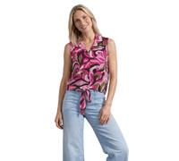 Blusentop STREET ONE, Damen, Gr. 46, bunt (magenta dream), Stoff, 100% Viskose, normal normal, V-Ausschnitt, abgesteppt, Blusen Blusentop, mit Knotendetail am Saum (15348751-46) magenta dream