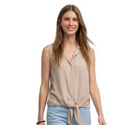 Blusentop STREET ONE, Damen, Gr. 44, beige (clay sand), Stoff, 100% Viskose, unifarben, klassisch normal, V-Ausschnitt, normaler Saum, Blusen Blusentop, in Unifarbe (74555513-44) clay sand