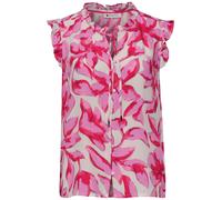 Street One Blusentop Damen Split Neck mit Rüschen Leo-Print sanftes Weiß Gr. 44