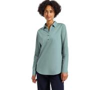 Street One Damen-Business-Hemdbluse - 100% Baumwolle, V-Ausschnitt, Manschette - arona blau Gr. 38
