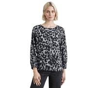 Street One Buttoned Roundneck Blouse w Gathering AOP, Echo Grey, 40