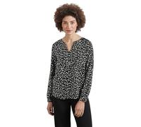 Street One Buttoned Tunic Blouse w lace Insert AOP, Black, 42