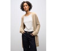 Cardigan STREET ONE, Damen, Gr. 38, sanded beige, Strick, Obermaterial: 78% Polyamid, 12% Polyacryl, 10% Baumwolle, unifarben, ca. Mitte Oberschenkel, Rundhals, Strickjacken, lang und in Federgarn-Qua