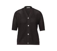 Street One - Cardigan mit V-Ausschnitt, Halbarm und Strukturmuster braun - Gr. - 34