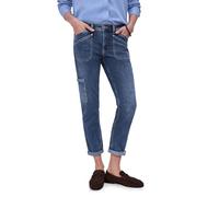 Cargojeans STREET ONE "Style Charlie", Damen, Gr. 34, Länge 28, medium blau wash, Denim/Jeans, Obermaterial: 76% Baumwolle, 18% Lyocell, 4% Elastomultiester, 2% Elasthan, unifarben, loose fit lang, Je