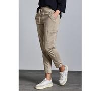 Cargohose STREET ONE "BONNY", Damen, Gr. 42, Länge 28, buff grau, Web, Obermaterial: 60% Lyocell, 37% Baumwolle, 3% Elasthan, unifarben, casual, loose fit knöchelfrei, Hosen, mit Taschen (60138025-42)