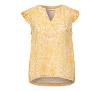 Blusentop STREET ONE STUDIO, Damen, Gr. 36, earthy gelb, Stoff, Obermaterial: 100% Polyester; Futter: 100% Modal, geblümt, normal normal, Rundhals, Rüschen, Blusen Blusentop, mit Blumenmuster (6085031