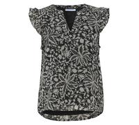 Blusentop STREET ONE STUDIO, Damen, Gr. 36, schwarz, Stoff, Obermaterial: 100% Polyester; Futter: 100% Modal, geblümt, normal normal, Rundhals, Rüschen, Blusen Blusentop, mit Blumenmuster (27637668-36
