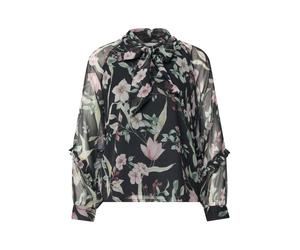 Street One - Chiffonbluse mit Schluppe grau/grün/pink - Gr. - 42