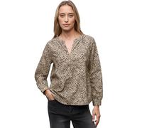 Langarmbluse STREET ONE, Damen, Gr. 42, sanded beige, Web, 100% Baumwolle, animal-print, klassisch normal, Rundhals, Bündchen, Blusen, mit geschlitztem Rundhalsausschnitt (11467851-42) sanded beige