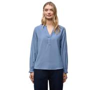 Langarmbluse STREET ONE, Damen, Gr. 38, overcast blau, Web, 100% Baumwolle, unifarben, normal normal, Rundhals, Bündchen, Blusen (63894269-38) overcast blau