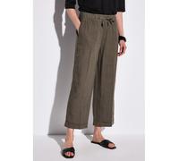 Culotte STREET ONE "Styel EMEE", Damen, Gr. 40, Länge 26, acron braun, Web, Obermaterial: 100% Leinen, unifarben, casual, normal 7/8-Länge, Hosen, mit elastischem Bund mit Tunnelzug (35984224-40) acro