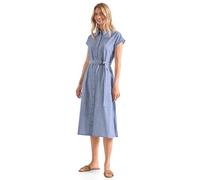 Midikleid STREET ONE, Damen, Gr. 44, EURO-Größen, blau (original blau), Web, 100% Baumwolle, unifarben, normal wadenlang, V-Ausschnitt, abgesteppt, Kleider Midikleid, aus 100% Baumwolle (87345045-44)