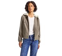 Kurzjacke STREET ONE, Damen, Gr. 42, beige (morning beige), Stoff, Obermaterial: 97% Polyester, 3% Elasthan; Futter: 100% Polyester; Kapuze: 48% Polyester, 45% Viskose, 7% Elasthan, unifarben, normal 