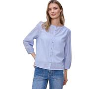 Langarmbluse STREET ONE, Damen, Gr. 44, original blau, Web, 100% Baumwolle, unifarben, normal normal, Rundhals, elastischer Bund, Blusen, aus reiner Baumwolle (63936869-44) original blau