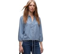 Hemdbluse STREET ONE, Damen, Gr. 38, light blau soft wash, Stoff, 100% Lyocell, unifarben, normal normal, V-Ausschnitt, elastischer Bund, Blusen Hemdbluse, mit 3/4 Ärmeln (42158009-38) light blau soft
