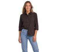 Hemdbluse STREET ONE, Damen, Gr. 38, braun (schwarz coffee), Web, 100% Baumwolle, unifarben, normal normal, V-Ausschnitt, abgesteppt, Blusen Hemdbluse, in Cord-Optik (98333936-38) schwarz coffee