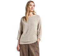 Strickpullover STREET ONE, Damen, Gr. 36, tusk cream, Strick, Obermaterial: 84% Baumwolle, 16% Nylon, gestreift, casual, lässig geschnitten hüftbedeckend, U-Boot-Ausschnitt, 3/4-Ärmel Flachstrickbündc