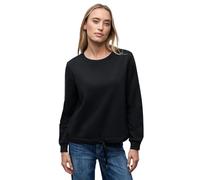 Sweatshirt STREET ONE, Damen, Gr. 42, schwarz, Sweatware, 60% Baumwolle, 40% Polyester, unifarben, normal, Rundhals, Bündchen, Sweatshirts, mit Tunnelzug am Saum (99386362-42) schwarz
