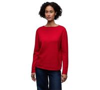 Strickpullover STREET ONE, Damen, Gr. 44, racing rot, Stoff, 30% Polyester, 27% Polyacryl, 23% Polyamid, 20% Viskose, unifarben, regular fit normal, U-Boot-Ausschnitt, Rollsaum, Pullover Strickpullove