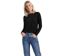 Strickpullover STREET ONE, Damen, Gr. 40, schwarz, Strick, Obermaterial: 60% Viskose, 40% Baumwolle, unifarben, normal hüftbedeckend, U-Boot-Ausschnitt, Bündchen, Pullover Strickpullover, Feinstrick m