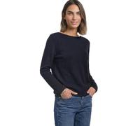 Strickpullover STREET ONE, Damen, Gr. 40, schwarz (indigo night), Stoff, 30% Polyester, 27% Polyacryl, 23% Polyamid, 20% Viskose, unifarben, comfort fit normal, U-Boot-Ausschnitt, abgesteppt, Pullover