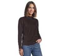 Stehkragenpullover STREET ONE, Damen, Gr. 42, schwarz coffee, Stoff, 78% Viskose, 22% Polyamid, unifarben, normal normal, hoch geschlossener Ausschnitt, Rippbündchen, Pullover Stehkragenpullover, aus 