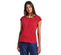 Shirttop STREET ONE, Damen, Gr. 38, rot (glory rot), Jersey, Obermaterial: 50% Baumwolle, 50% Modal, unifarben, casual, regular fit taillenbedeckt, Rundhals, Kurzarm, Tops, mit Deko-Tape (61454344-38)