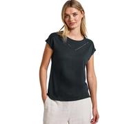 Shirttop STREET ONE, Damen, Gr. 40, pine grove grün, Jersey, Obermaterial: 50% Baumwolle, 50% Modal, unifarben, casual, regular fit taillenbedeckt, Rundhals, Kurzarm, Tops, mit Deko-Tape (35755903-40)