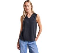 Shirttop STREET ONE, Damen, Gr. 44, deepwater blau, Jersey, Obermaterial: 78% Polyester, 22% Viskose, unifarben, casual, regular fit taillenbedeckt, V-Ausschnitt, ohne Ärmel, Tops, mit Spitze (3330631