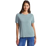T-Shirt STREET ONE, Damen, Gr. 38, arona blau, Jersey, Obermaterial: 70% Modal, 30% Polyester, bedruckt, unifarben, casual, lässig geschnitten hüftbedeckend, Rundhals, Kurzarm, Shirts, mit Wording und