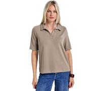 Poloshirt STREET ONE, Damen, Gr. 40, morning beige, Jersey, Obermaterial: 46% Modal, 46% Polyester, 8% Elasthan, unifarben, casual, regular fit normal, ohne Ausschnitt, Kurzarm, Shirts (79165665-40) m