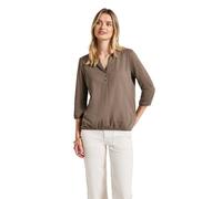 Street One Frauen Split Neck Jersey-Shirt in Braun, Gr: 40