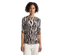 Print-Shirt STREET ONE, Damen, Gr. 36, deep roast braun, Jersey, Obermaterial: 50% Baumwolle, 50% Modal, animal-print, normal hüftbedeckend, Rundhals, Shirts, mit Animal-Print (26447815-36) deep roast