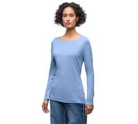 Langarmshirt STREET ONE "Style Lanea", Damen, Gr. 38, frosted blau, Jersey, Obermaterial: 50% Baumwolle, 50% Modal. Futter: 100% Baumwolle, unifarben, regular fit normal, U-Boot-Ausschnitt, angesetzte